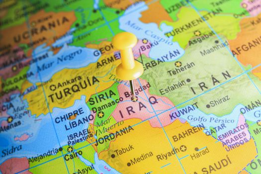 Iraq  pinned on a map of Asia