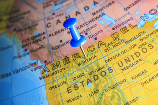 Usa pinned on a map of America
