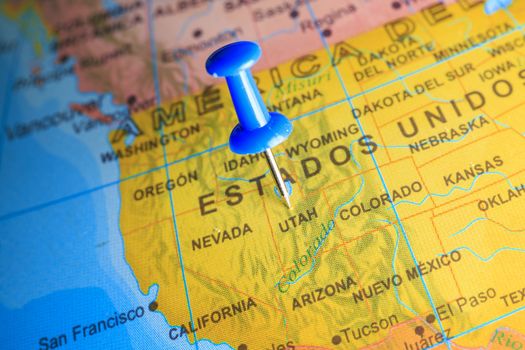 Usa pinned on a map of America