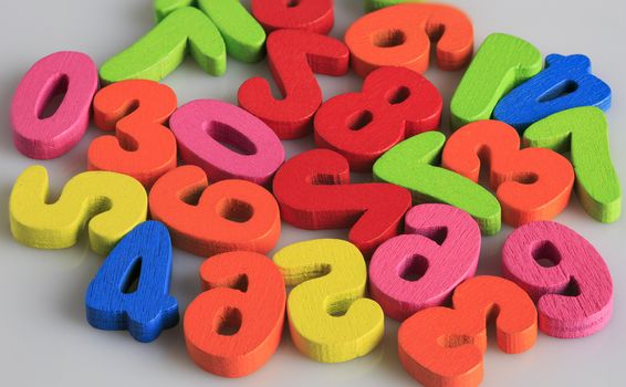 Colored wooden made numbers