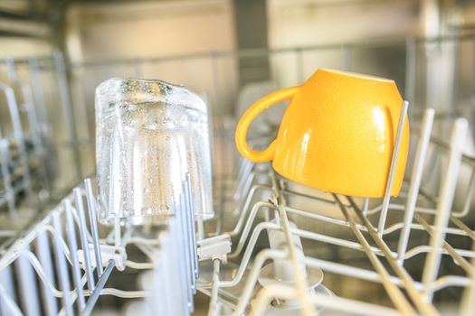 Inside automatic dishwasher machine