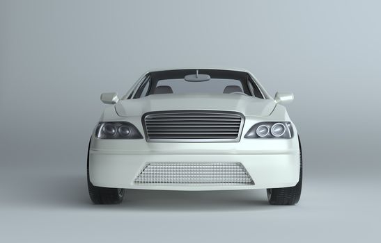 Generic brandless sports car on gray background. 3d illustration