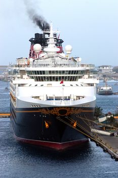 Beautiful Cruise ship docked in the port