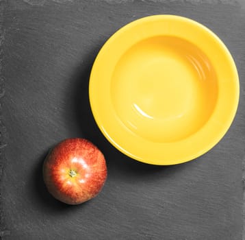 Plate and apple isolated