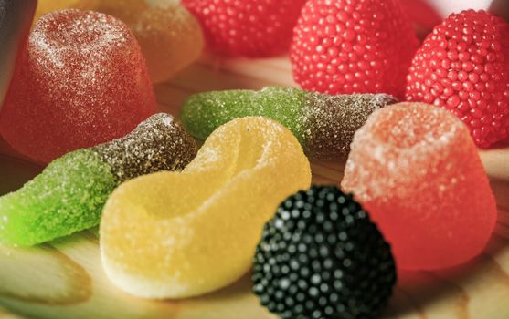 Sweets  candy in a wooden table