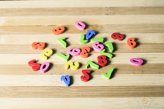 Colored wooden numbers