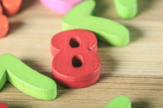 Colored wooden numbers