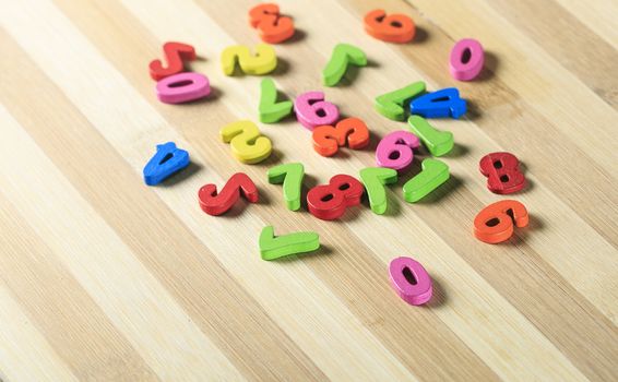 Colored wooden numbers