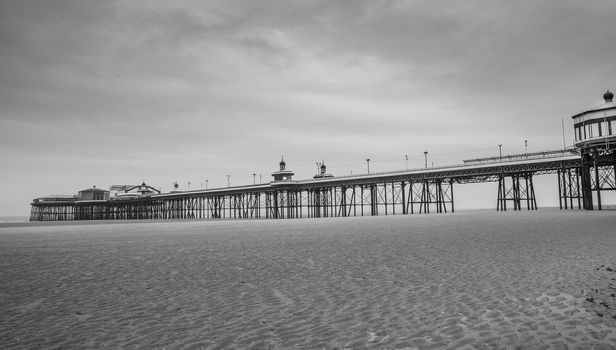 Blackpool pleasure beach black and white