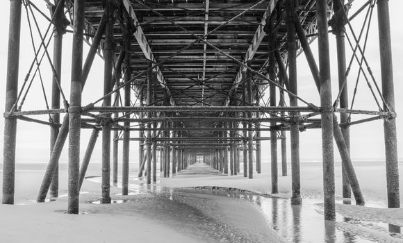 Blackpool pleasure beach black and white