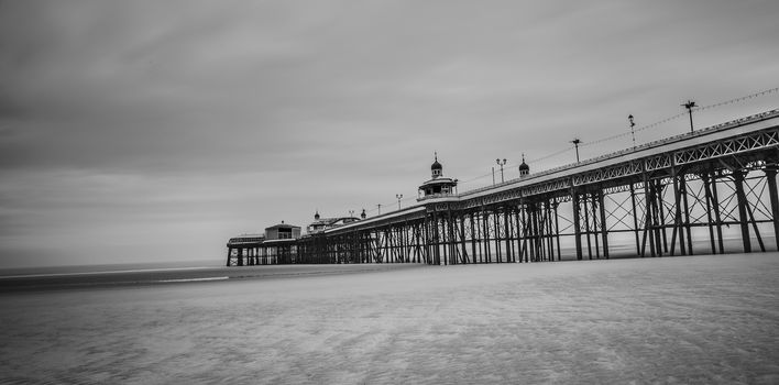 Blackpool pleasure beach black and white