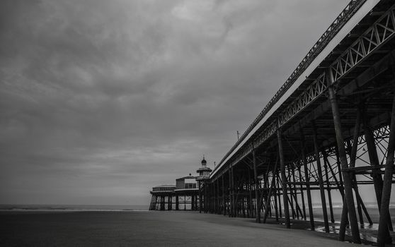 Blackpool pleasure beach black and white