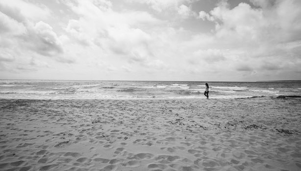 Beach in formentera black and white