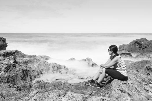 Beach in Formentera black and white