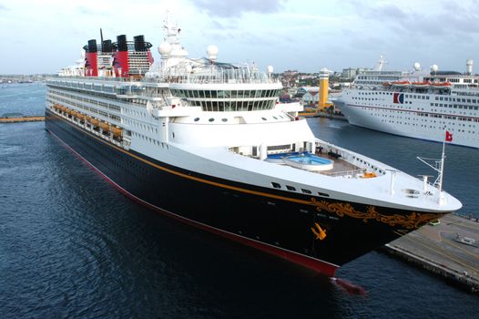 Beautiful Cruise ship docked in the port