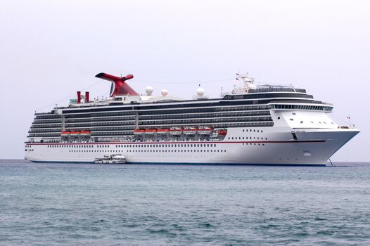 White Cruise ship at the open sea