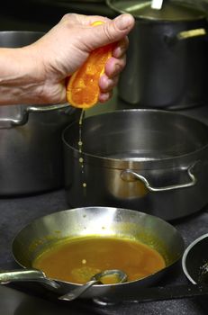 Close up view of cooking and preparing food