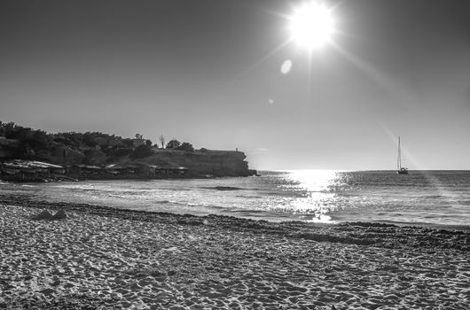 Sunsent in Formentera black and white