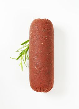 whole blood sausage on white background