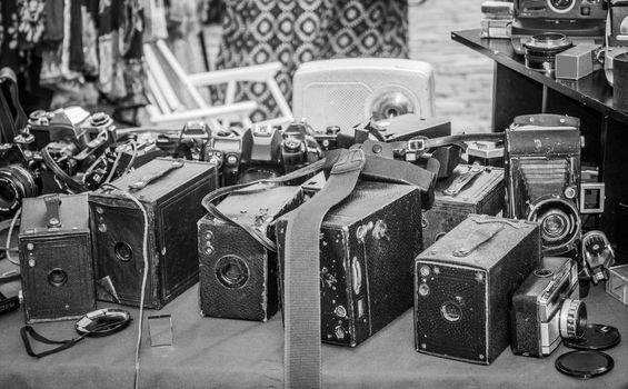 Old photo camera in a market