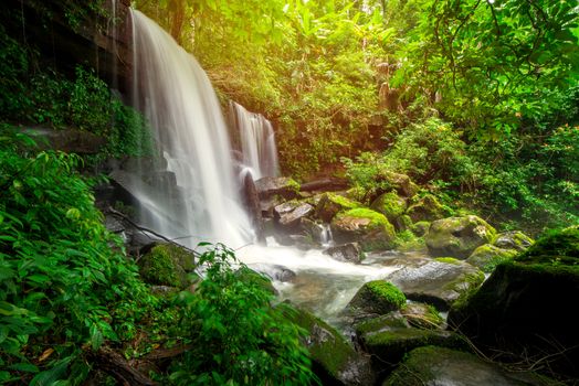 beautiful waterfall in rainforest at phu tub berk mountain  phetchabun, Thailand. (Mun Dang waterfalls)