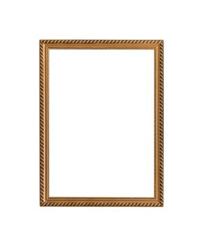 Gold frame Elegant vintage Isolated on white background.