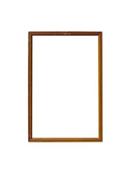 wood empty picture frame Isolated on white background.