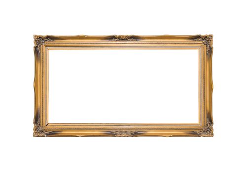 Gold frame Elegant vintage Isolated on white background.