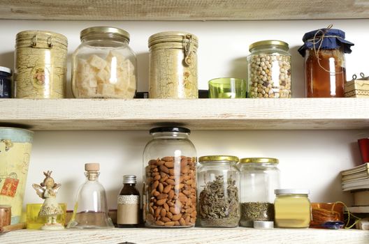 Close up view on nice arranged food in the jar