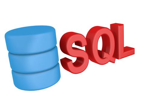 SQL structured query language database search data logo. Icon on white background. 3D icon