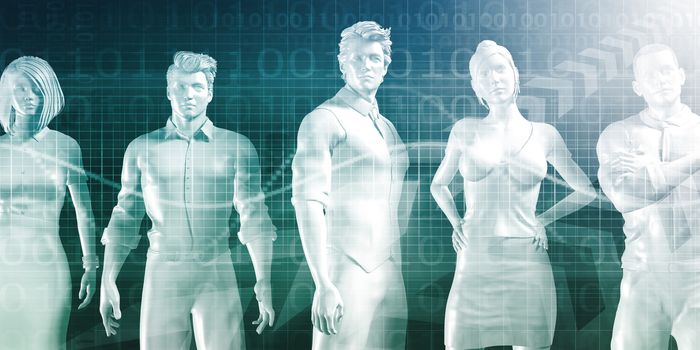 Business People Standing in a Row Confident