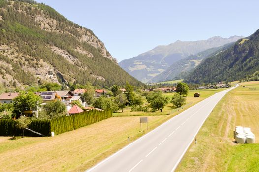 Empty Road Traffic in a Tyrolean Valley in Austria
