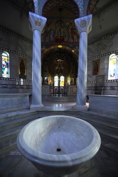 Interior of greek orthodox church Byzantine style