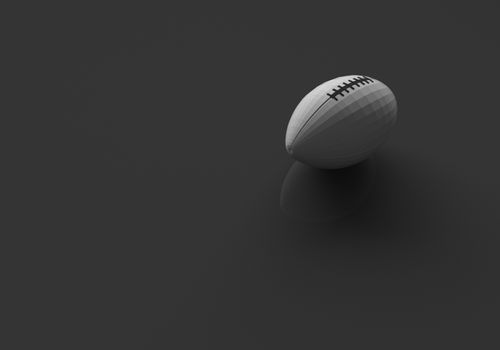 3D RENDERING OF RUGBY BALL ON BLACK PLAIN BACKGROUND