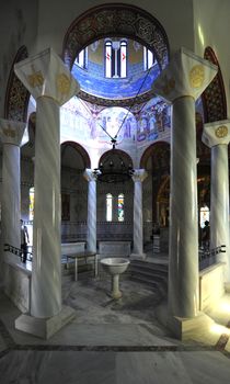 Interior of greek orthodox church Byzantine style