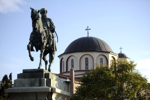 Exterior view on Greek orthodox church on sunny day