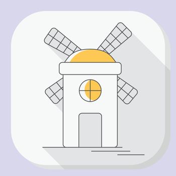 Windmill or mill line icon with long shadow