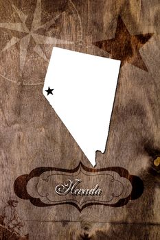 Poster Nevada state map outline. Styling for tourism.