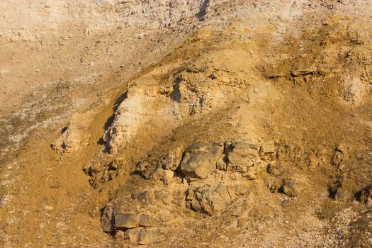 Wall of limestone beige. limestone extraction concept