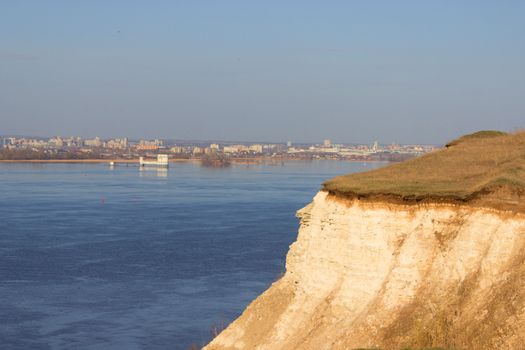 View from the hill on the Volga River near the city of Samara