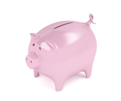 Piggy bank on white background