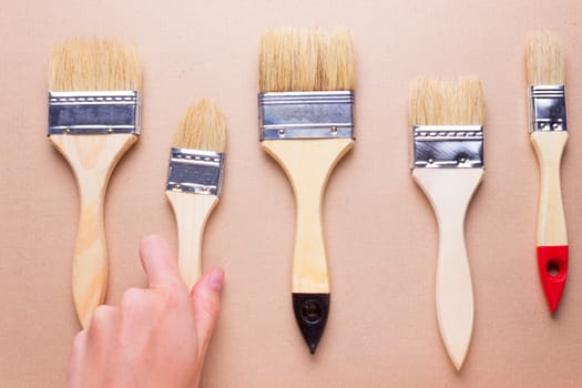 construction brushes different sizes. choose brush concept