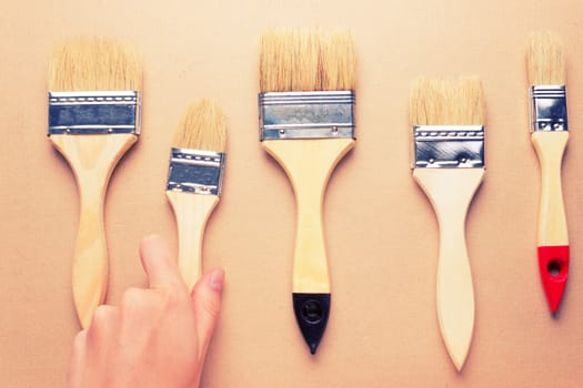 construction brushes different sizes. choose brush concept