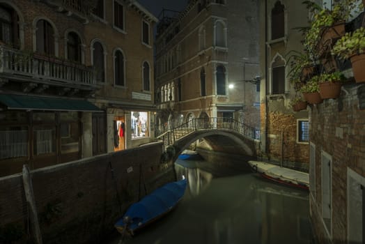 night view of the streets in Venice