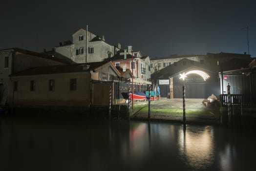 night view of the streets in Venice