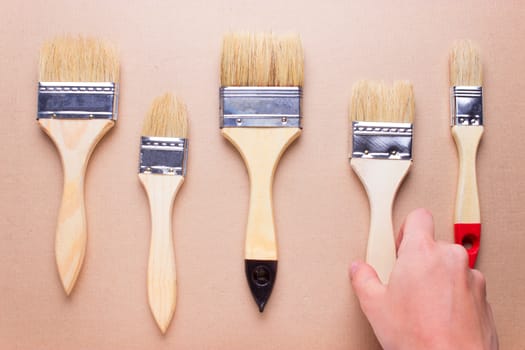 construction brushes different sizes. choose brush concept