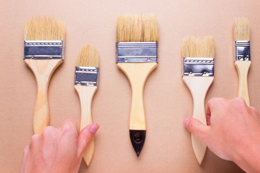 construction brushes different sizes. choose brush concept