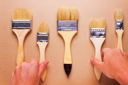 construction brushes different sizes. choose brush concept