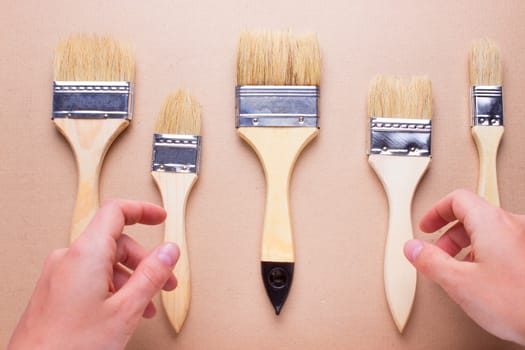 construction brushes different sizes. choose brush concept