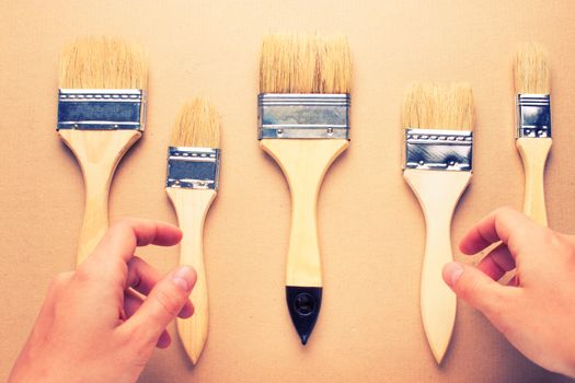 construction brushes different sizes. choose brush concept